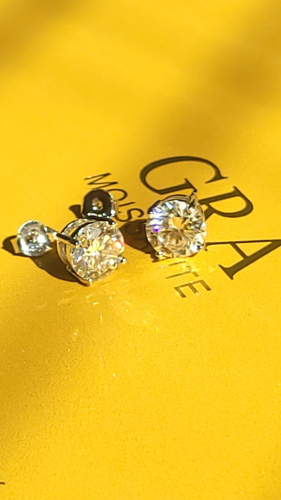 4ct moissanite earrings GRA certificate