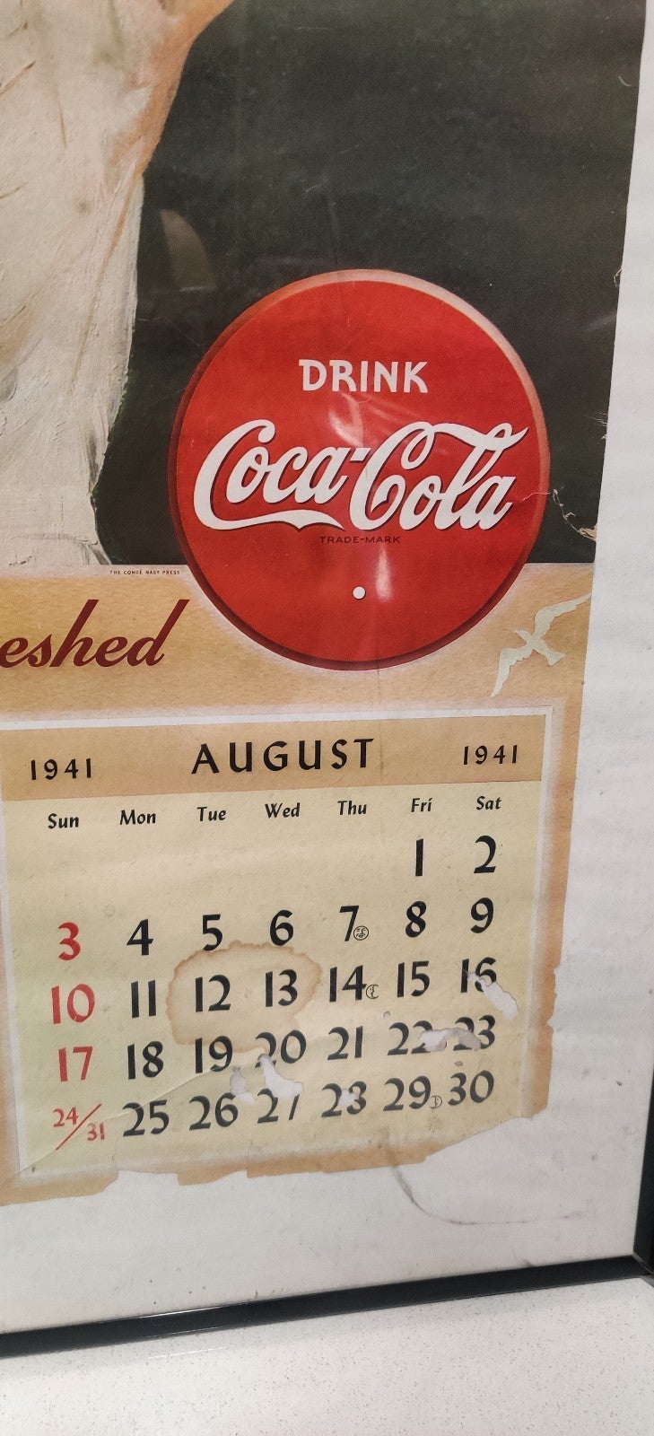 Coca cola July and August sale vintage calendar from 1941