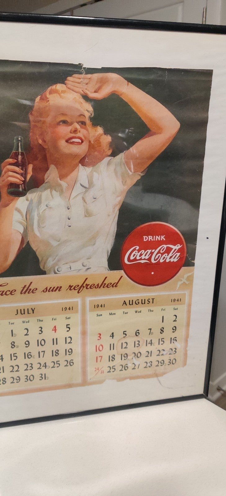 Coca cola July and August sale vintage calendar from 1941