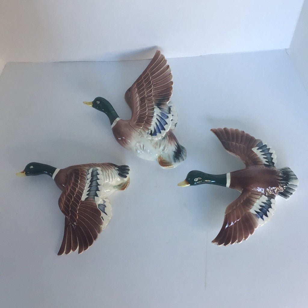 Vintage Flying Mallard Wall Pockets Set of 3