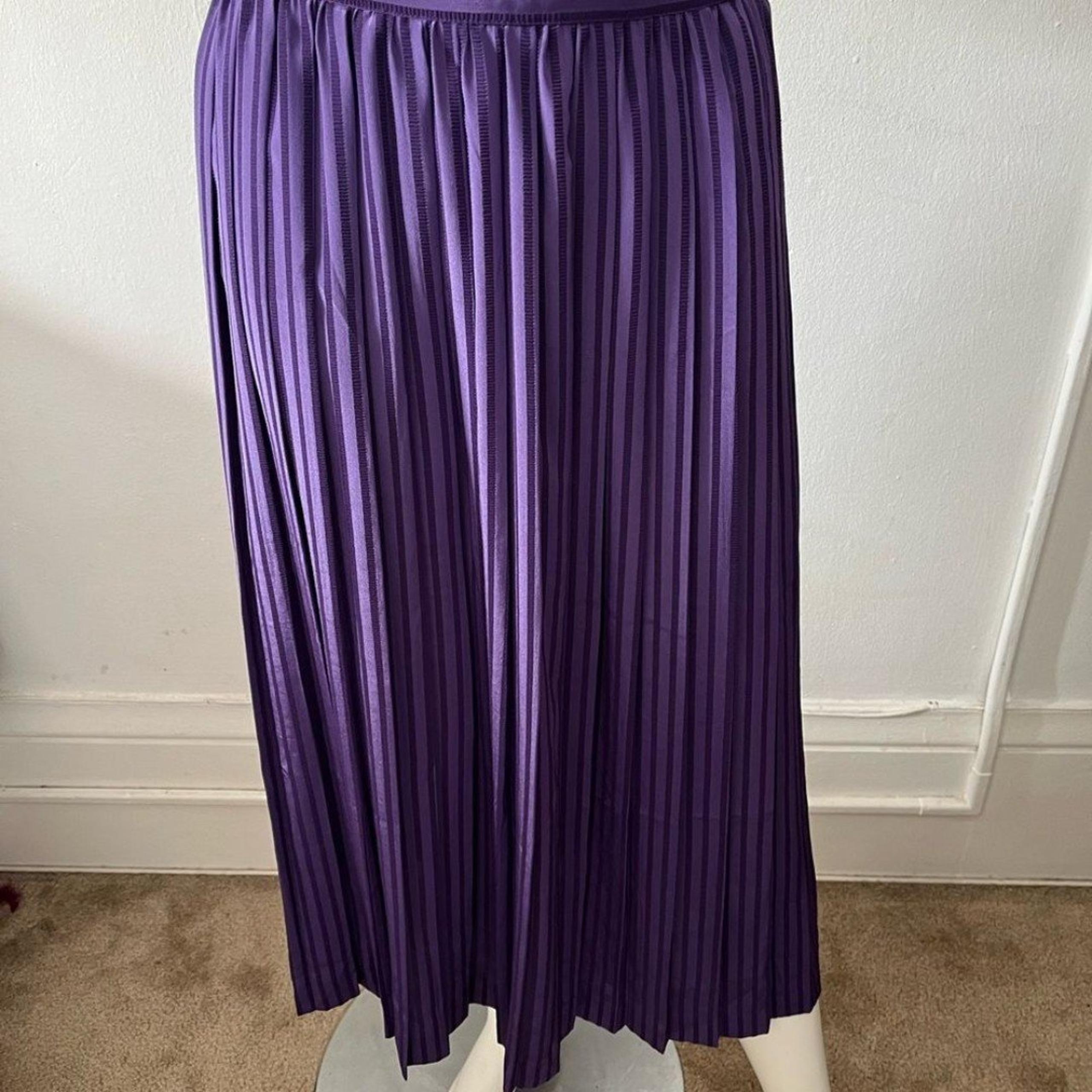Vintage 80s Leslie Fay purple accordion pleat A line midi skirt size 8