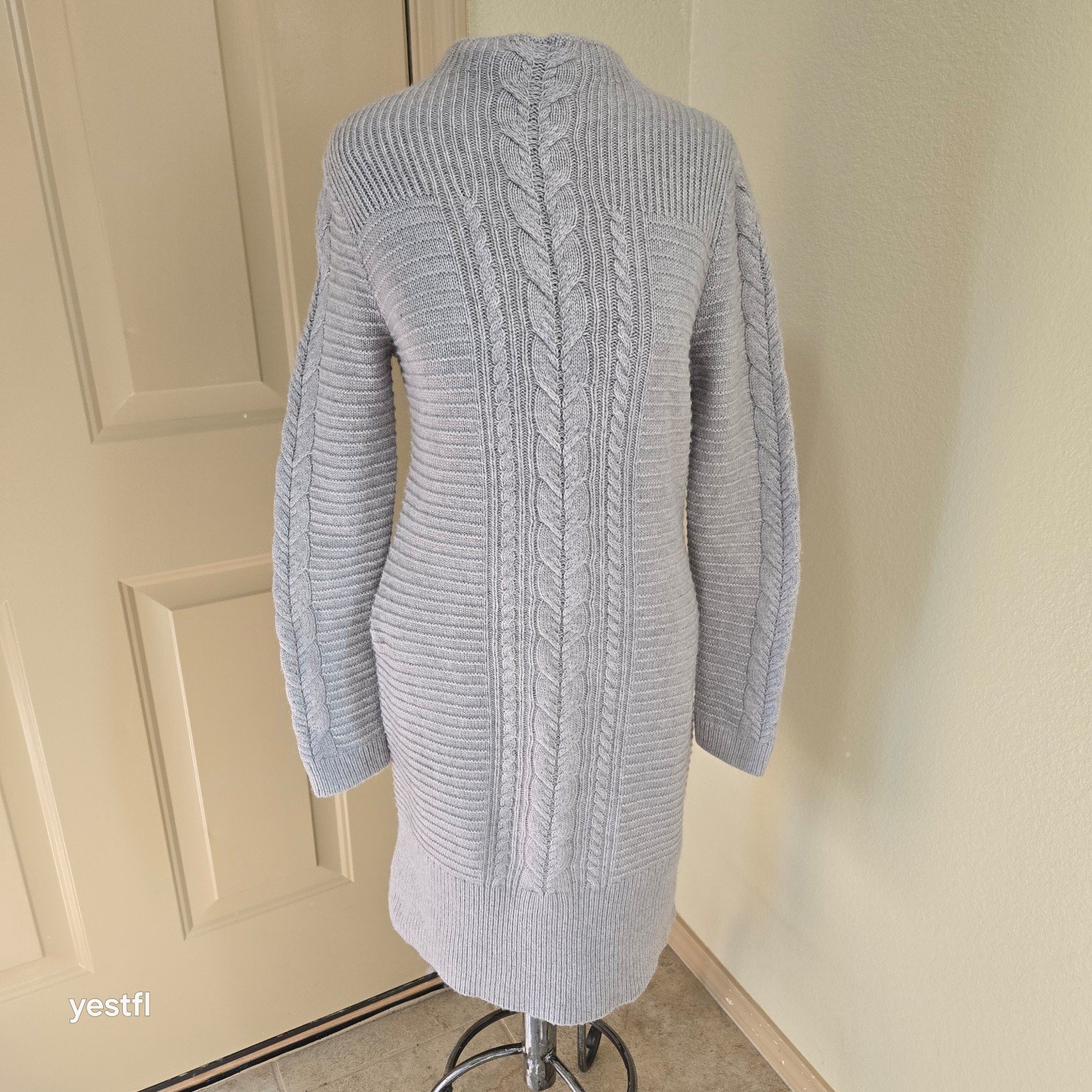 Paul Costelloe wool blend cable knit sweater dress M