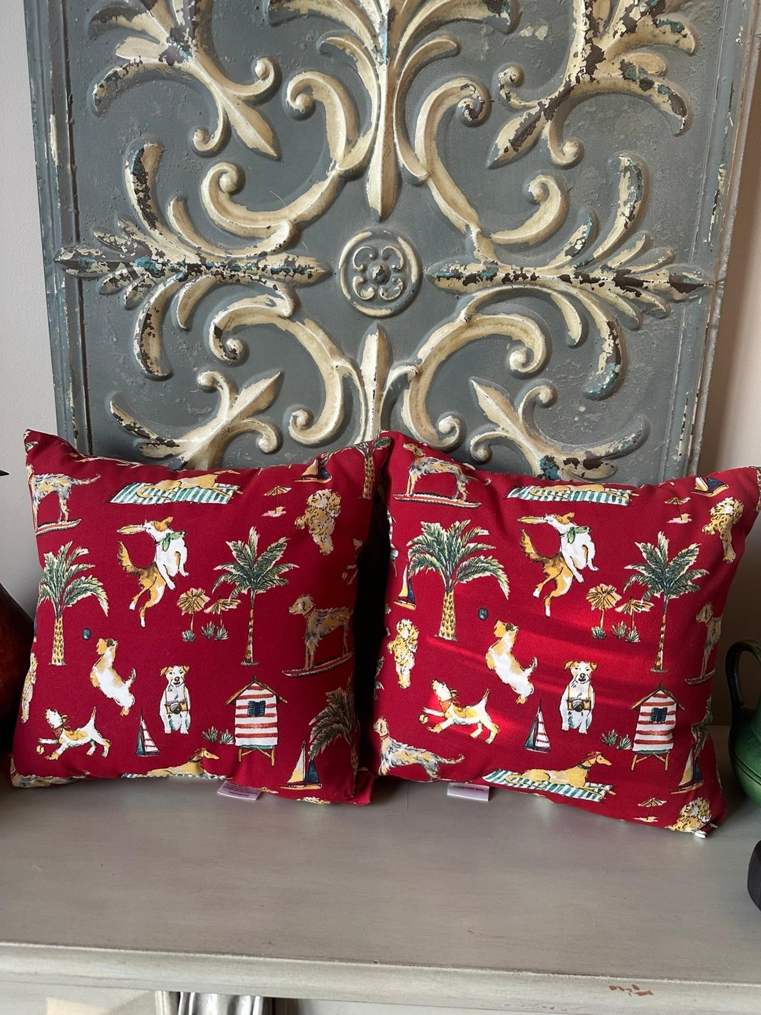 Hampton bay outdoor dog beach themed pillows set of 2