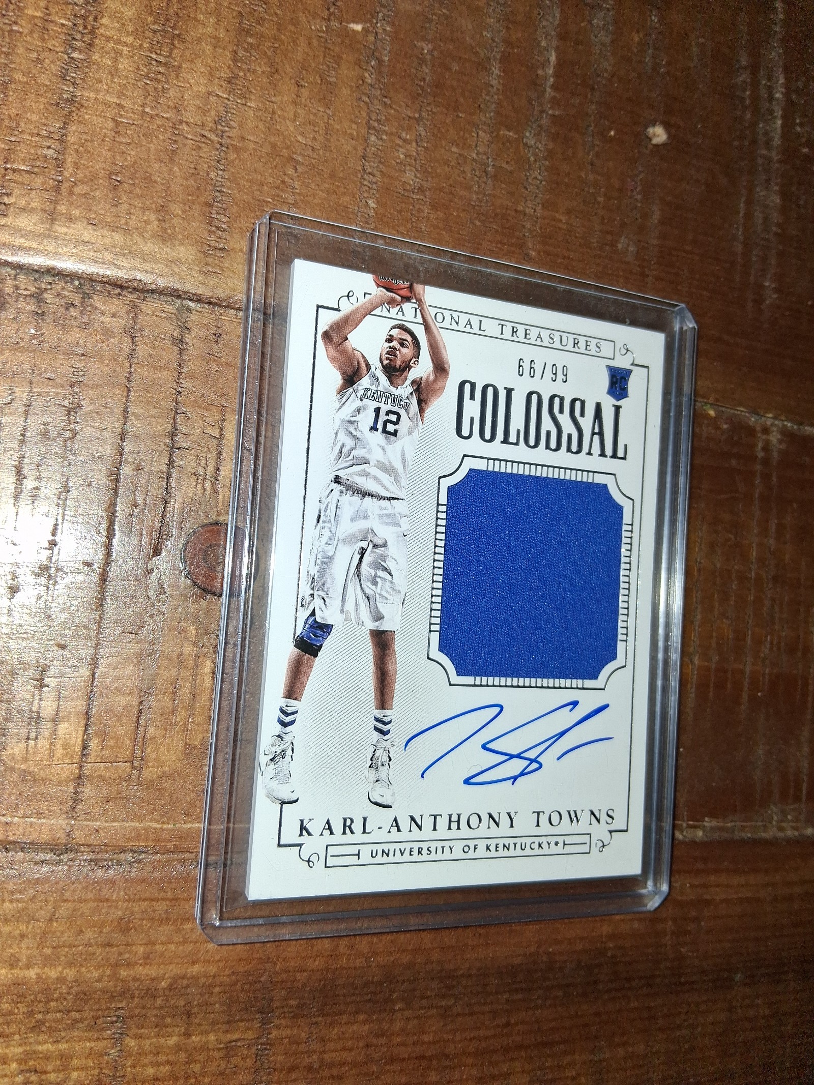 Karl Anthony Towns Knicks Star Rookie Patch On Card Auto #66/99