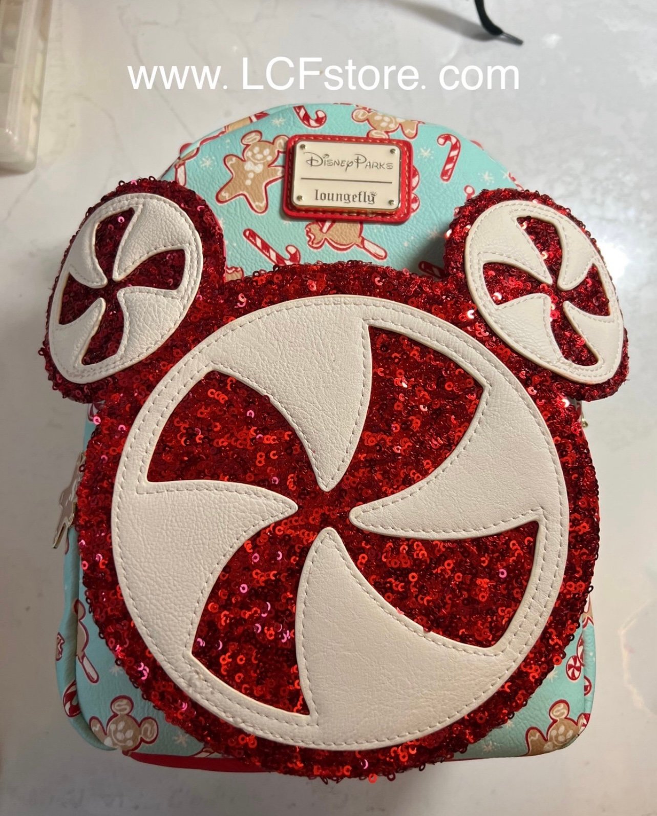 NWT Disney Loungefly Peppermint Candy Cane Christmas Holiday Backpack 2022