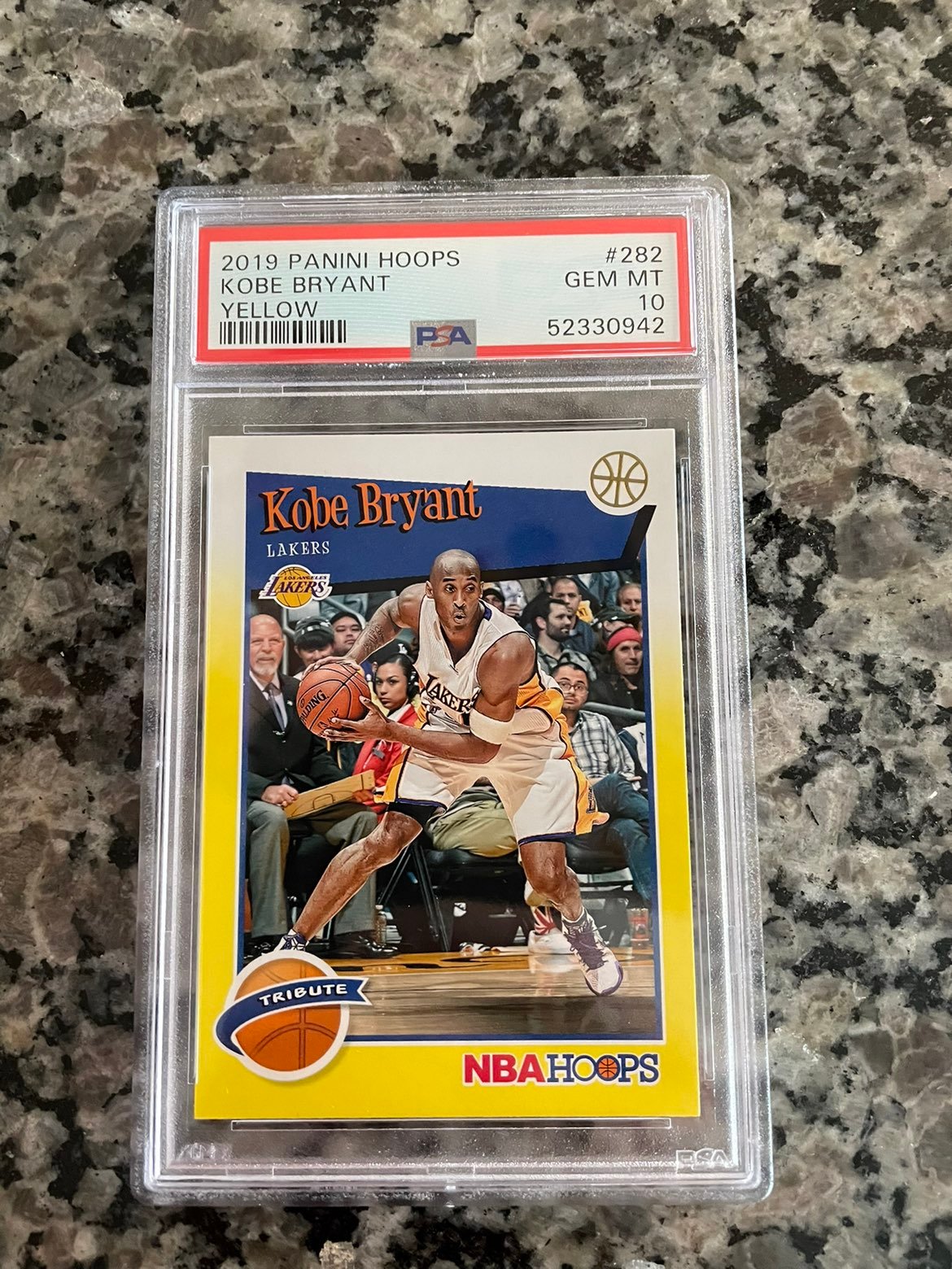 KOBE BRYANT 2019 PANINI HOOPS Yellow Variation TRIBUTE PSA 10 GEM MINT POP 12