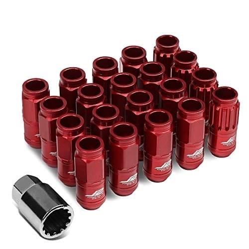 J2 Engineering 7075 Aluminum Red M12 x 1.5 16Pcs L: 50mm Open End Lug Nut w/4Pc