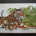Completed counted cross stitch of tigers