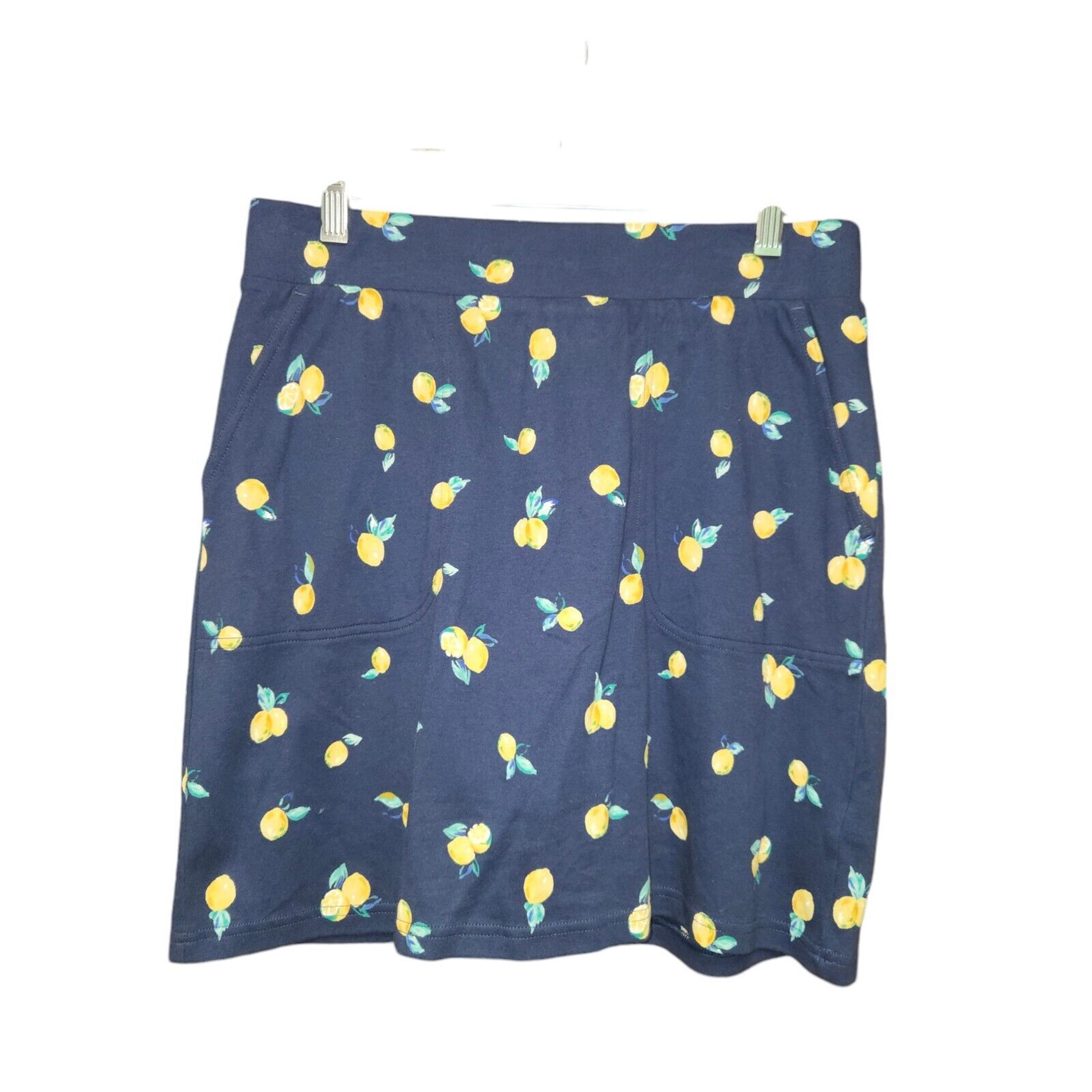 Croft & Borrow Womens Small Skort Navy Blue Lemon Mini Skirt Shorts Pockets
