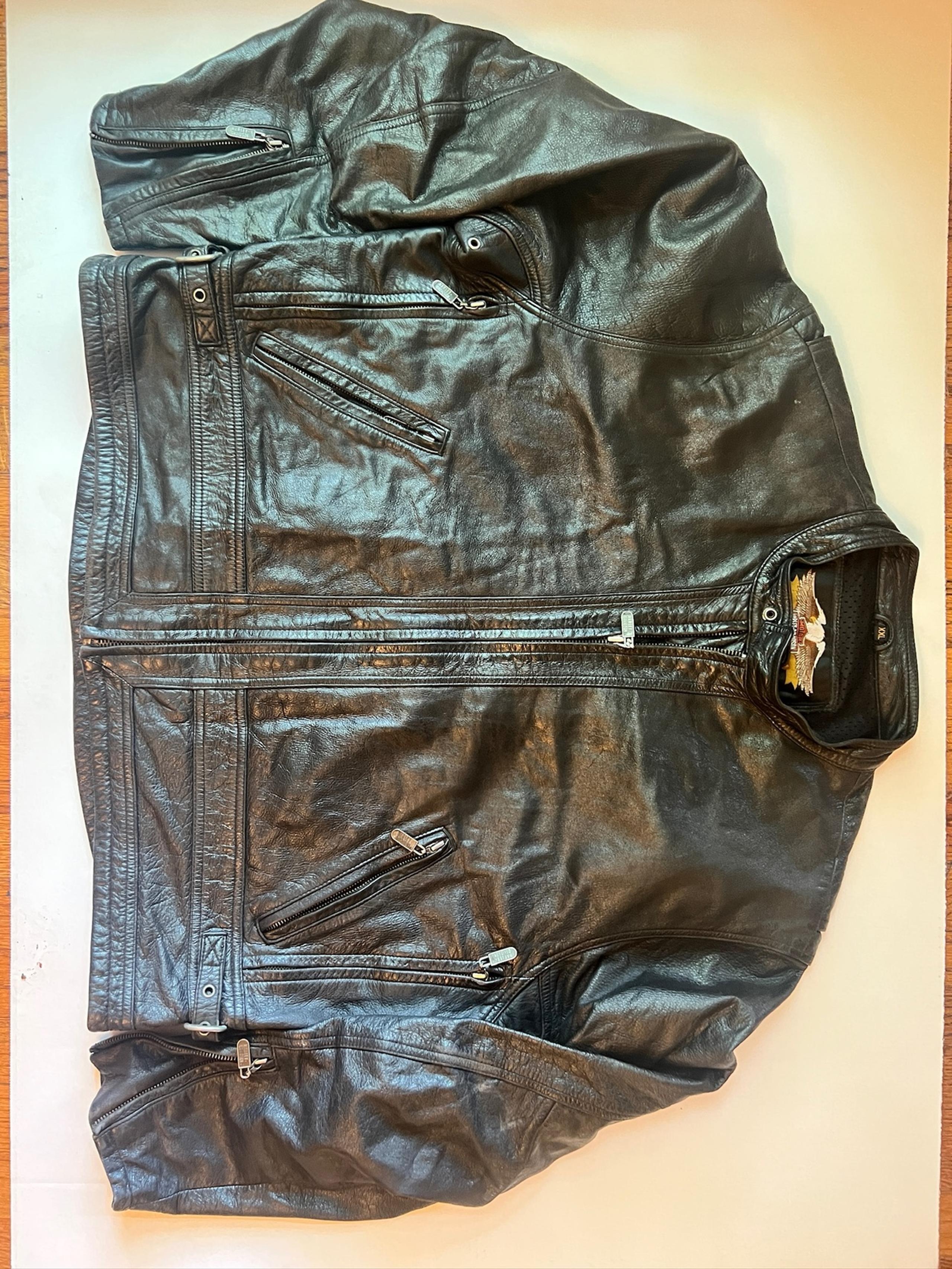 Vintage Harley Davidson Motorcycle Biker Black Leather Jacket Men’s Sz XXL