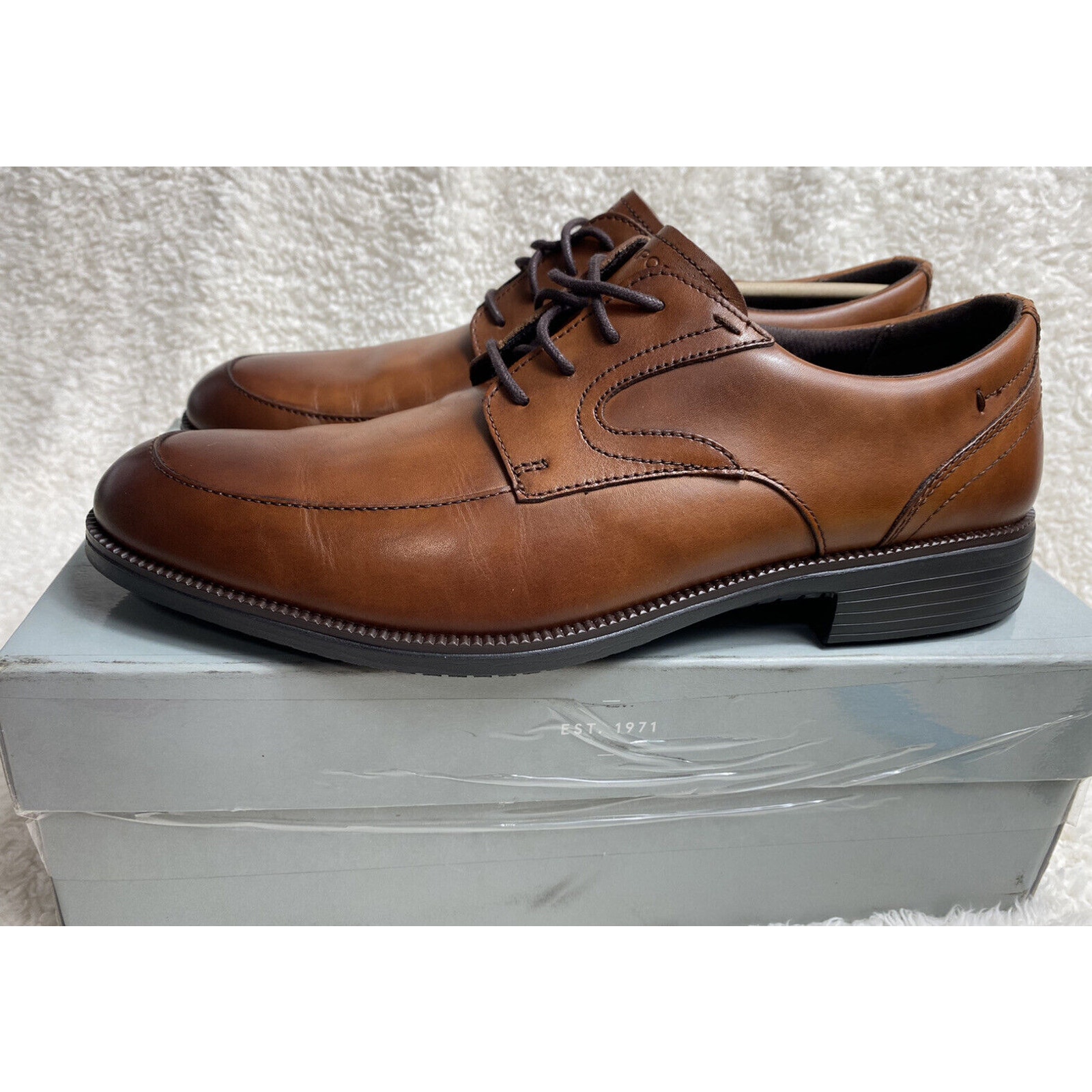 Rockport TMDS TOE Leather Lace Up Dress Oxfords Tan Size 10