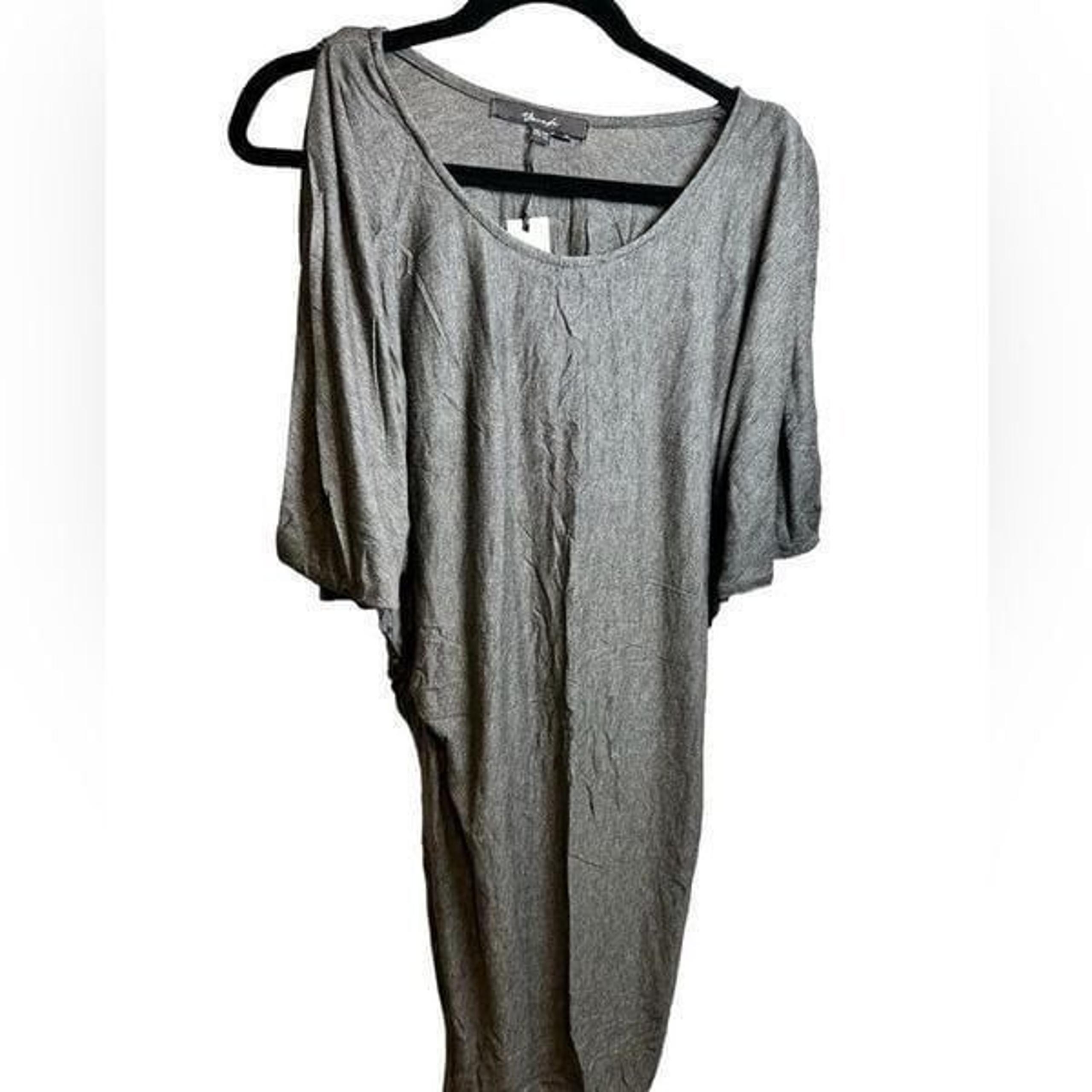 NWT YANK K Women’s Heather Gray Cold Shoulder Dolman Sleeve Tunic Dress- OS
