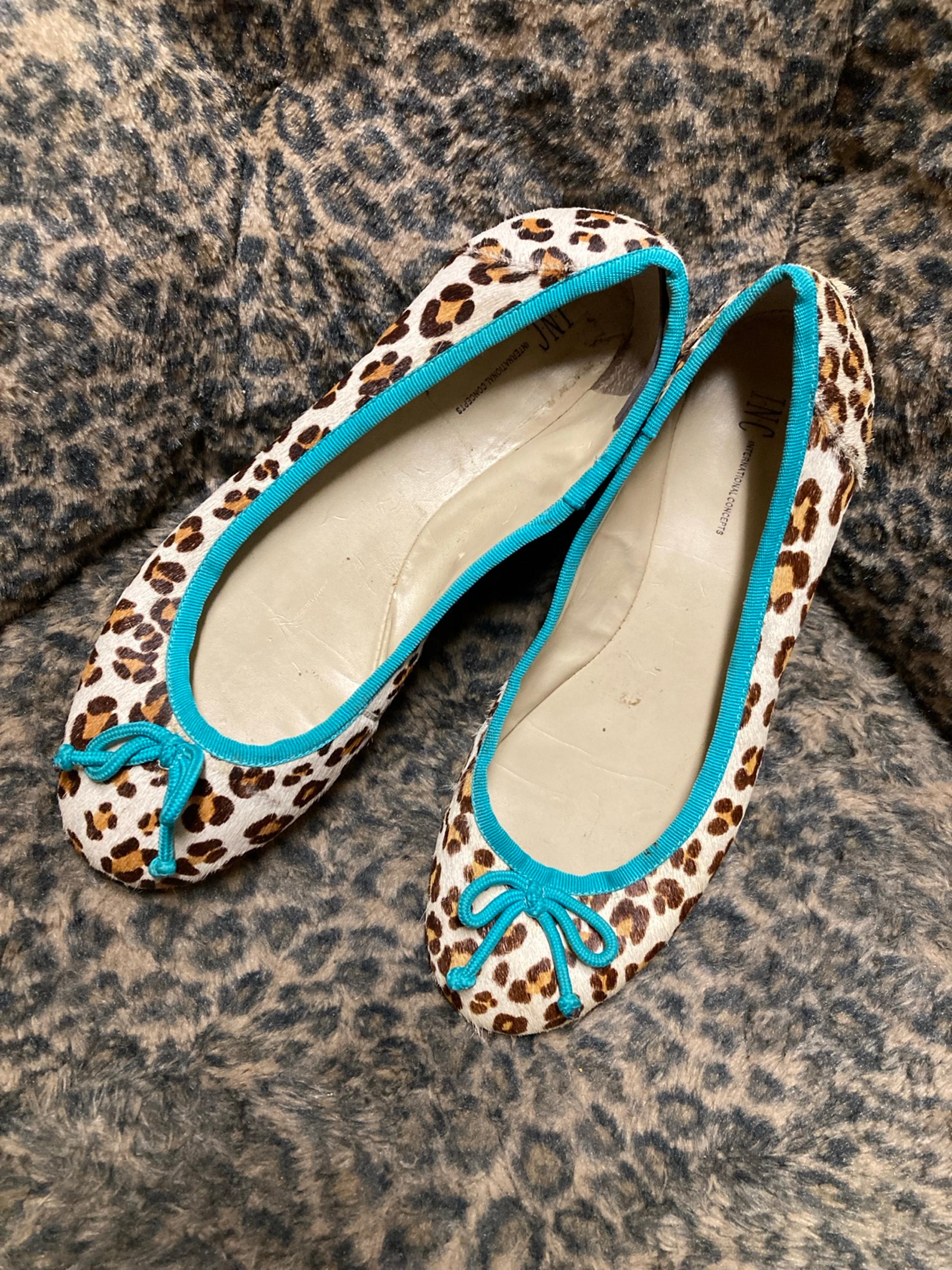 INC International Concepts Ballet Flat Shoes - Dyed Real Calf Fur Women Size 8M