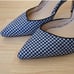 J Crew Colette D'Orsay Pumps Houndstooth Wool Navy/White Pointed Toe Size 9.5