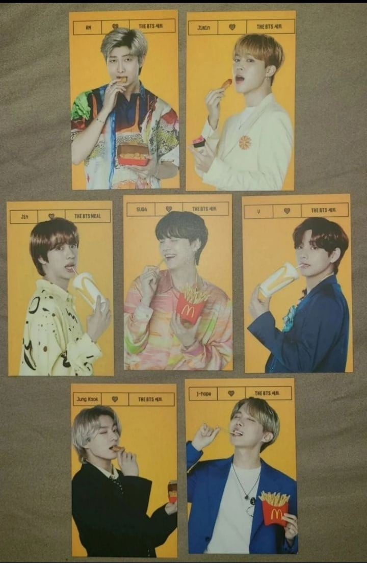 Lot of 7 BTS Offical Promotional McDonald's Cards