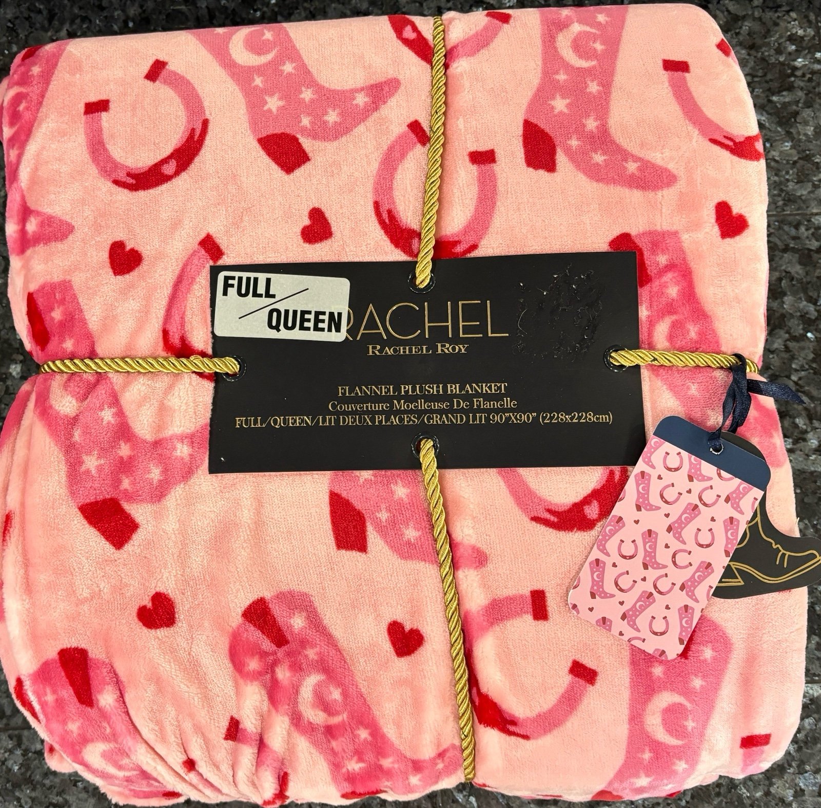New Rachel Roy pink cowgirl blanket NWT full/queen plush blanket 90”x90”