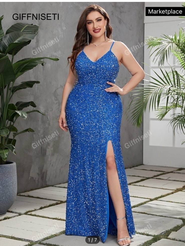Dress sequin long split thigh