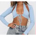 White Fox Boutique Runway Ready Halter Neck Open Back Top in Blue