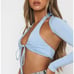White Fox Boutique Runway Ready Halter Neck Open Back Top in Blue