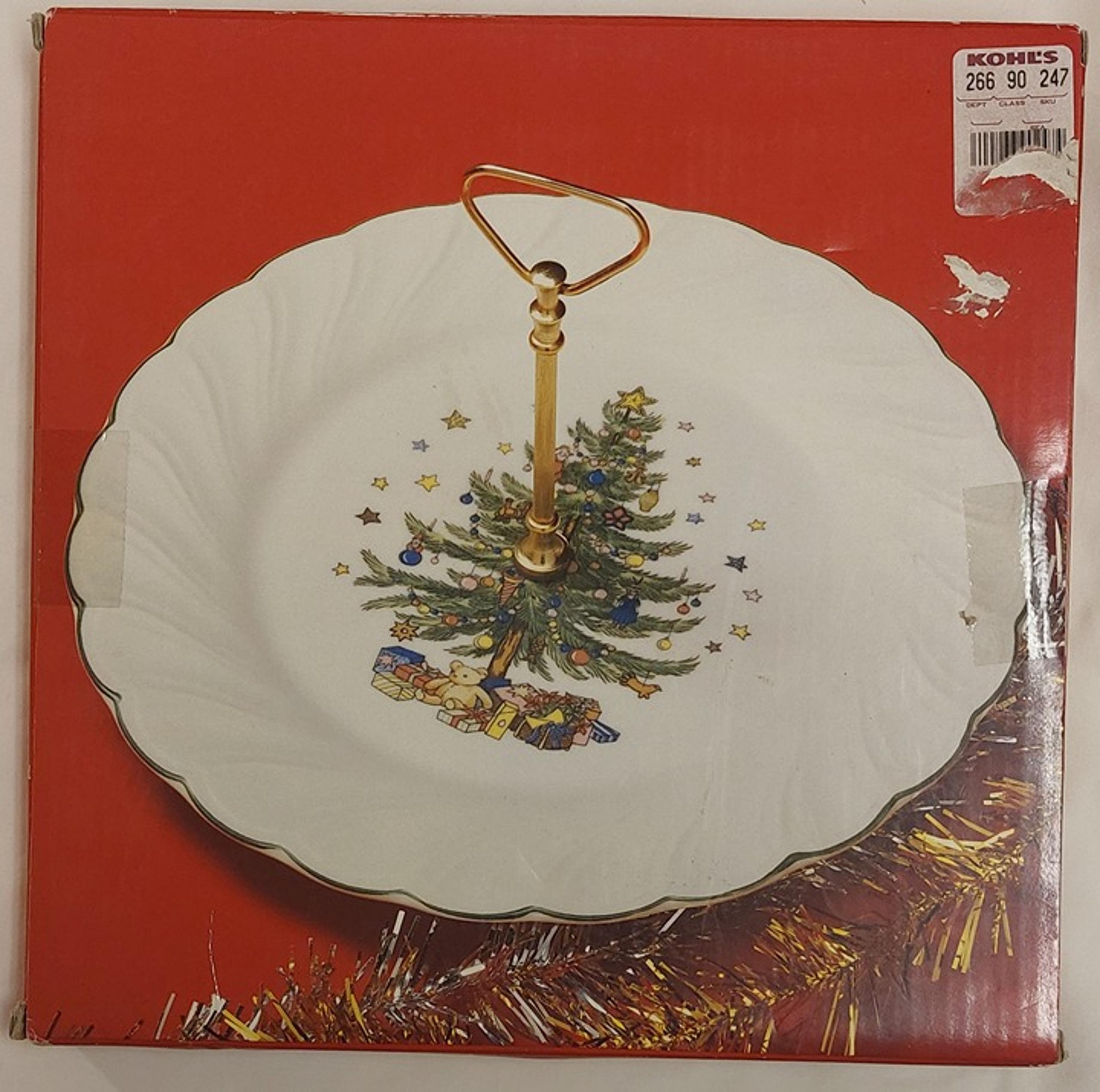 Nikko Happy Holidays Round 10.75" Serving Tray w/ Post Handle Plate in Box!