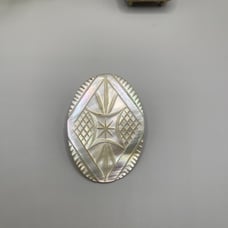 Vintage Oval Brooch Mother of Pearl Carved