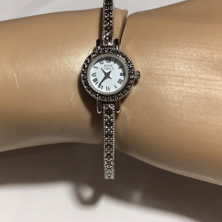 ANNE KLEIN STAINLESS STEEL MARCASITE WATCH NWOT