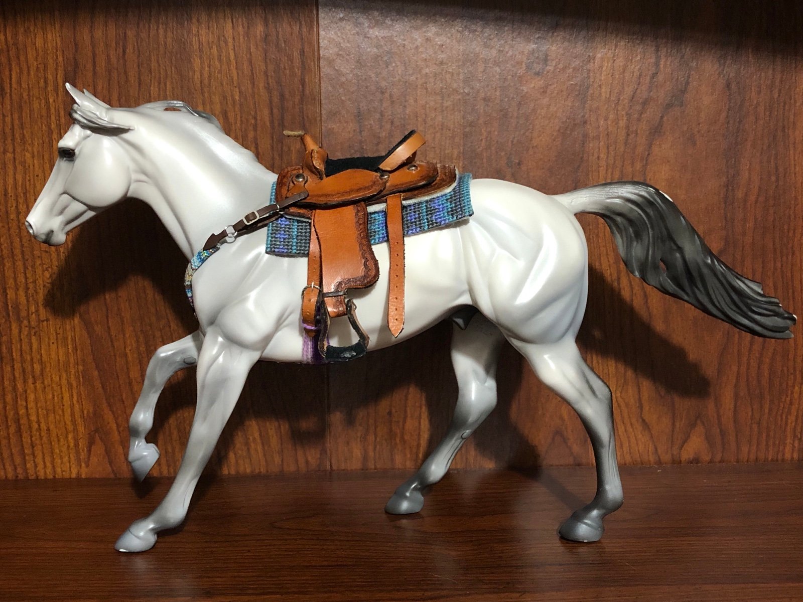 Custom Breyer Peter Stone Traditional Model Horse Tack Blue Woven Breast Collar
