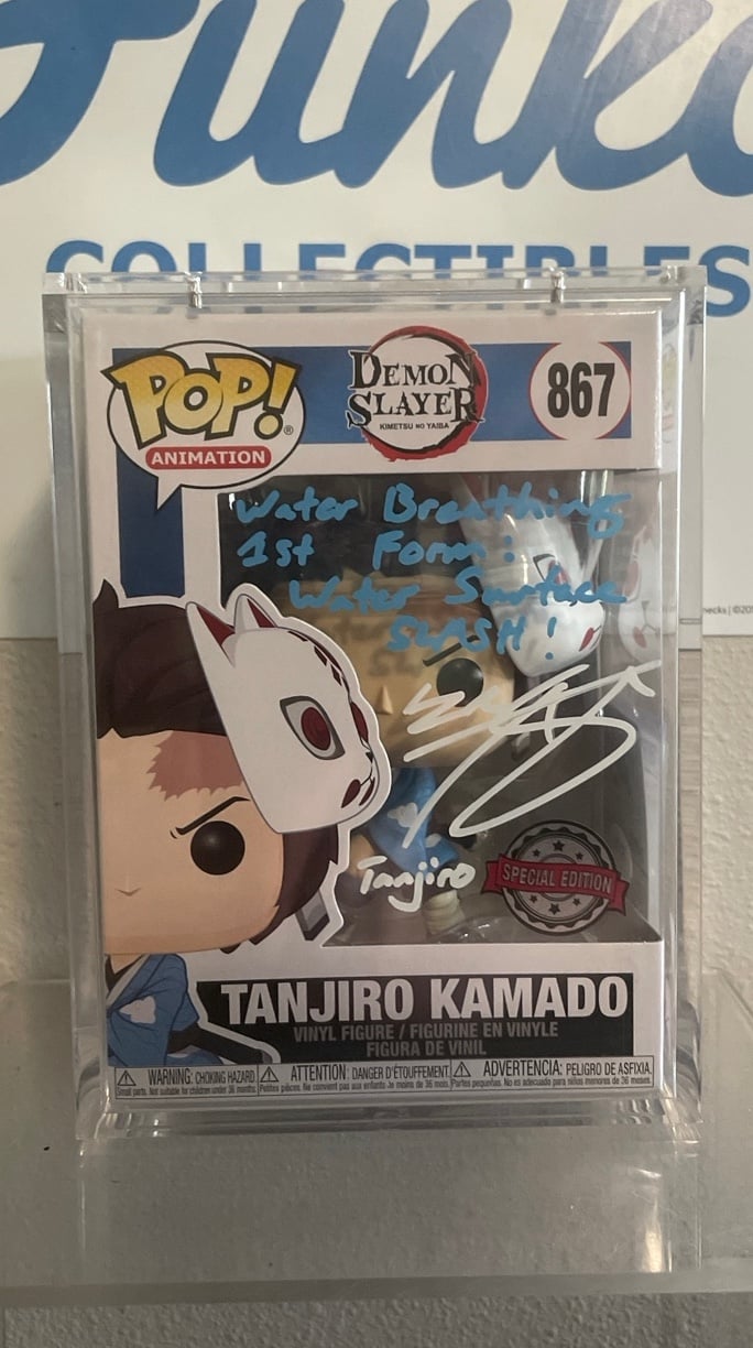 Funko Pop Deamin Slayer Tanjiro Kamado #867 Autographed by Zac Aguilar PSA COA