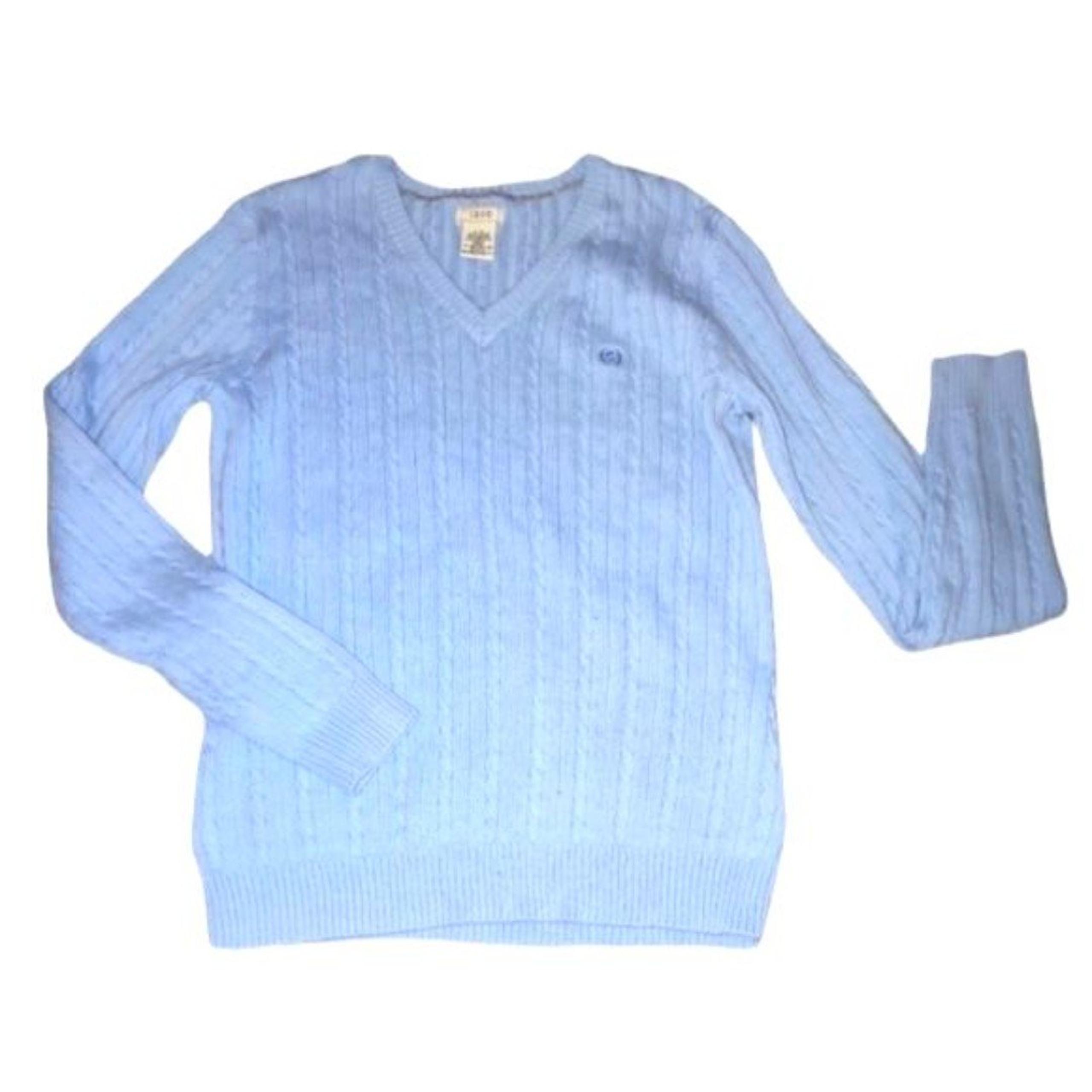 Izod Pastel Blue V-Neck Cable Knit Sweater Size Large