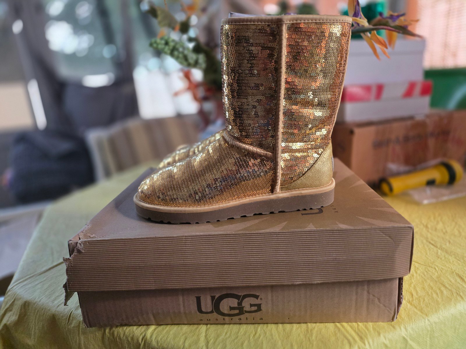 Brand New Women's UGG Gold Sequin Boots