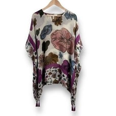 Quagaga Green Label Women's OS Floral Sheer Poncho Drape Lagenlook Boho Tassle