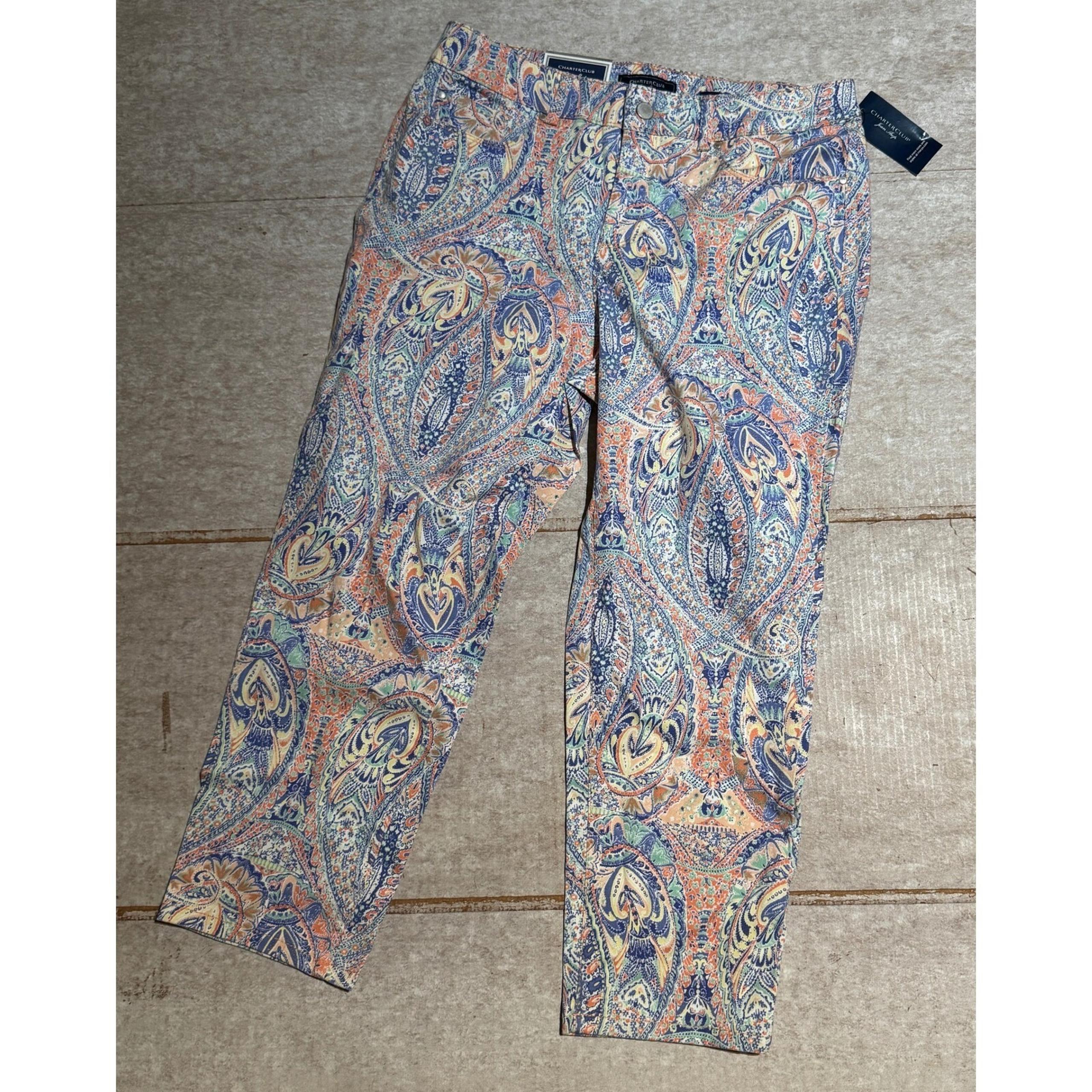 Charter Club Bristol Capri Pants Women's Size 10 Paisley Print Stretch NWT