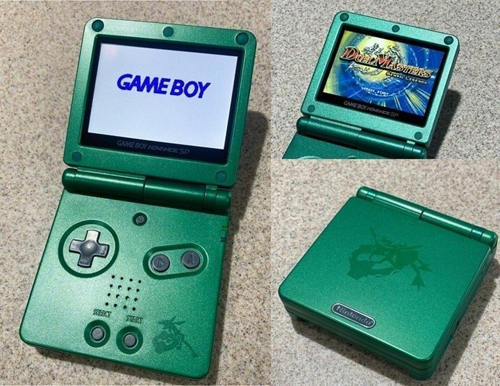 Nintendo Game Boy Advance GBA SP 101 IPS V2 LCD Backlight Bright Rayquaza Green