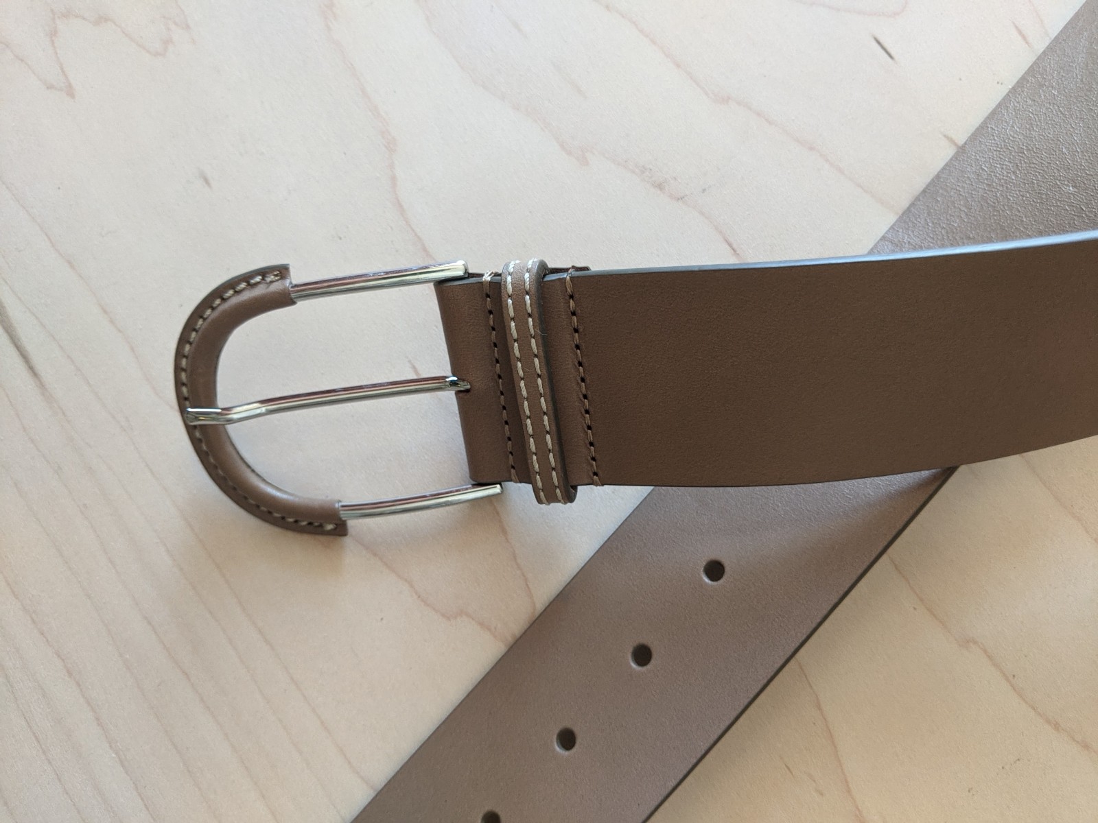 New Lafayette 148 Taupe/Brown 41 Leather Belt Handmade in Italy Size Large