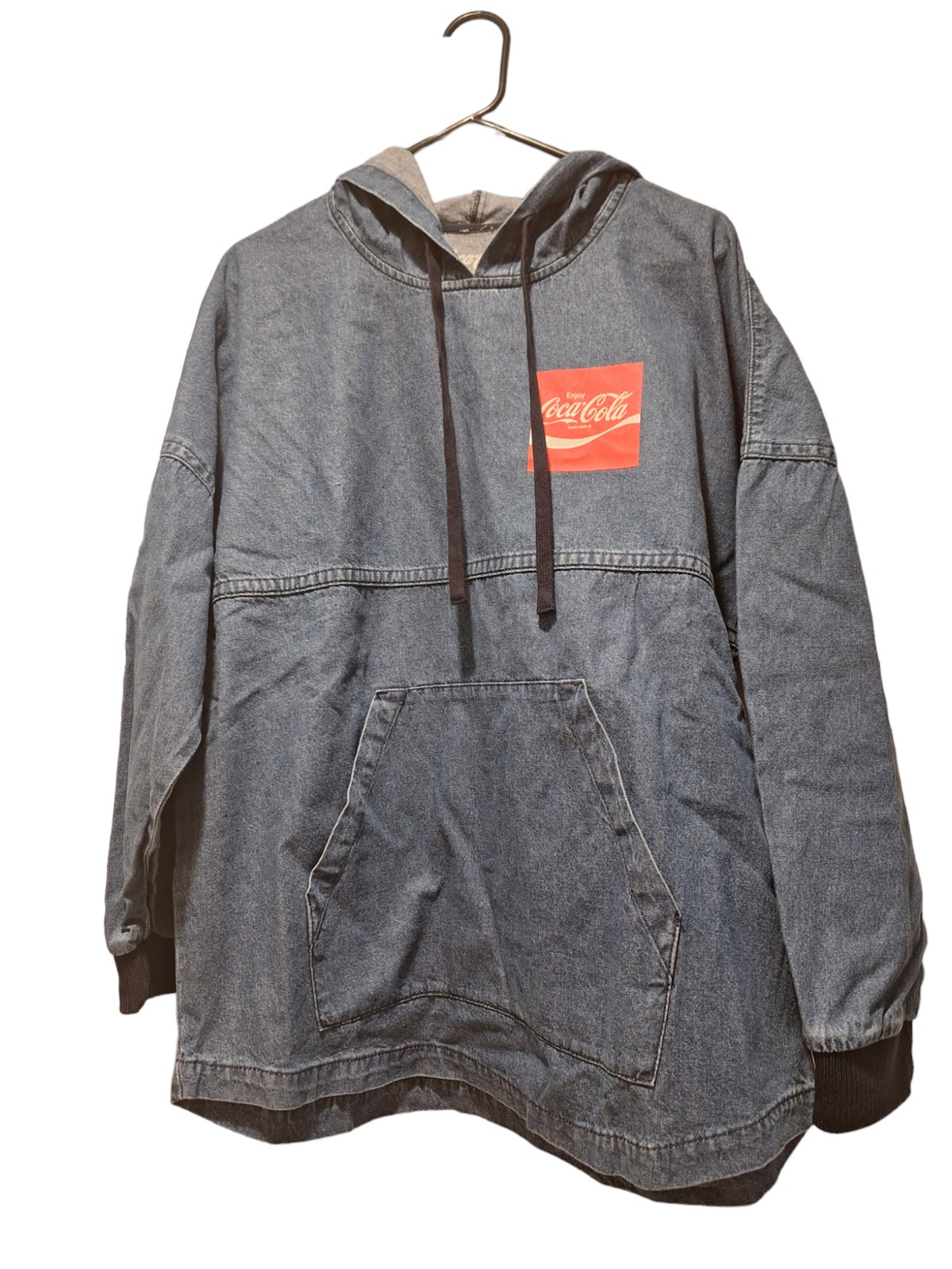 Coca-Cola Denim Style Pullover Hooded Spirit Jersey - Adult Size Small NEW