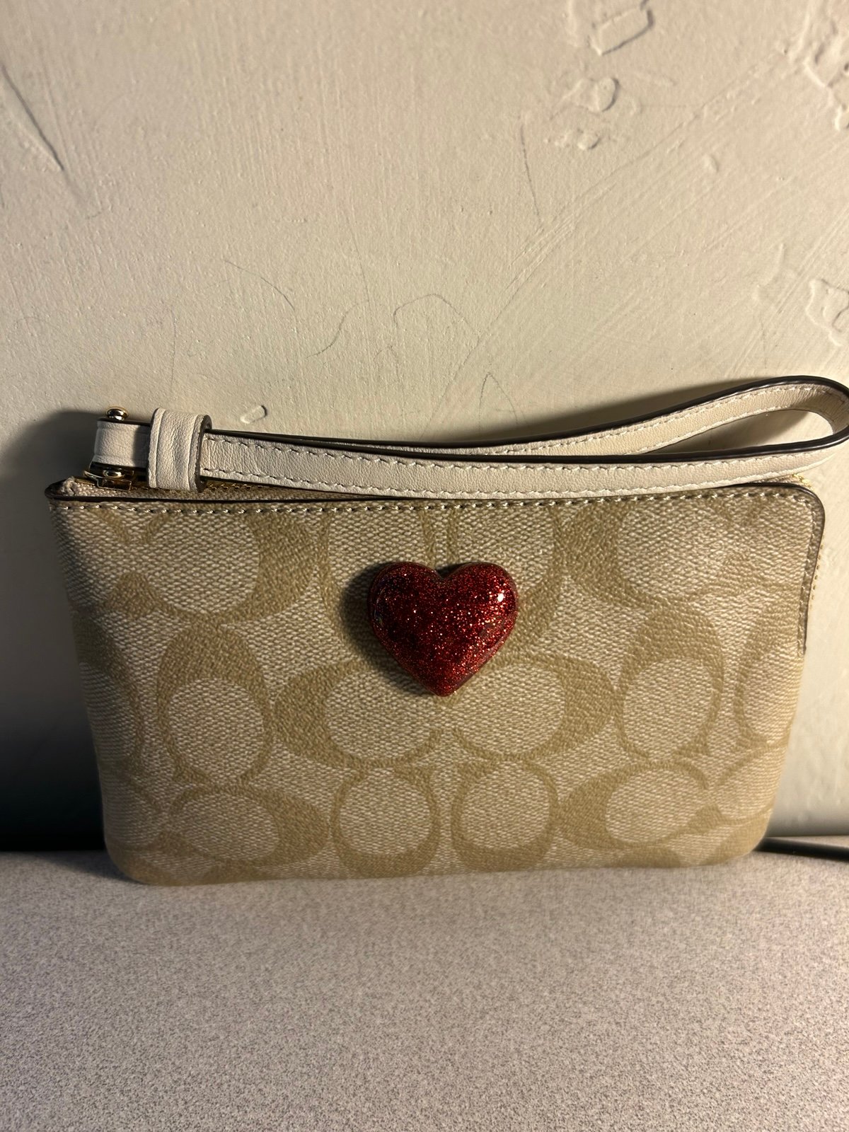 New Coach Red Heart Wristlet