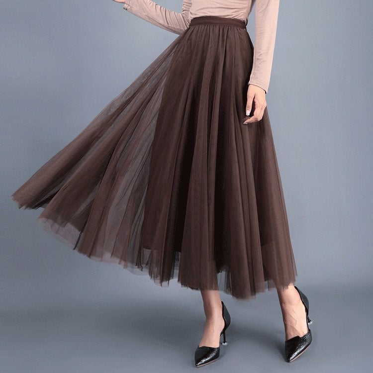 Pleated skirt summer gauze skirt long sk