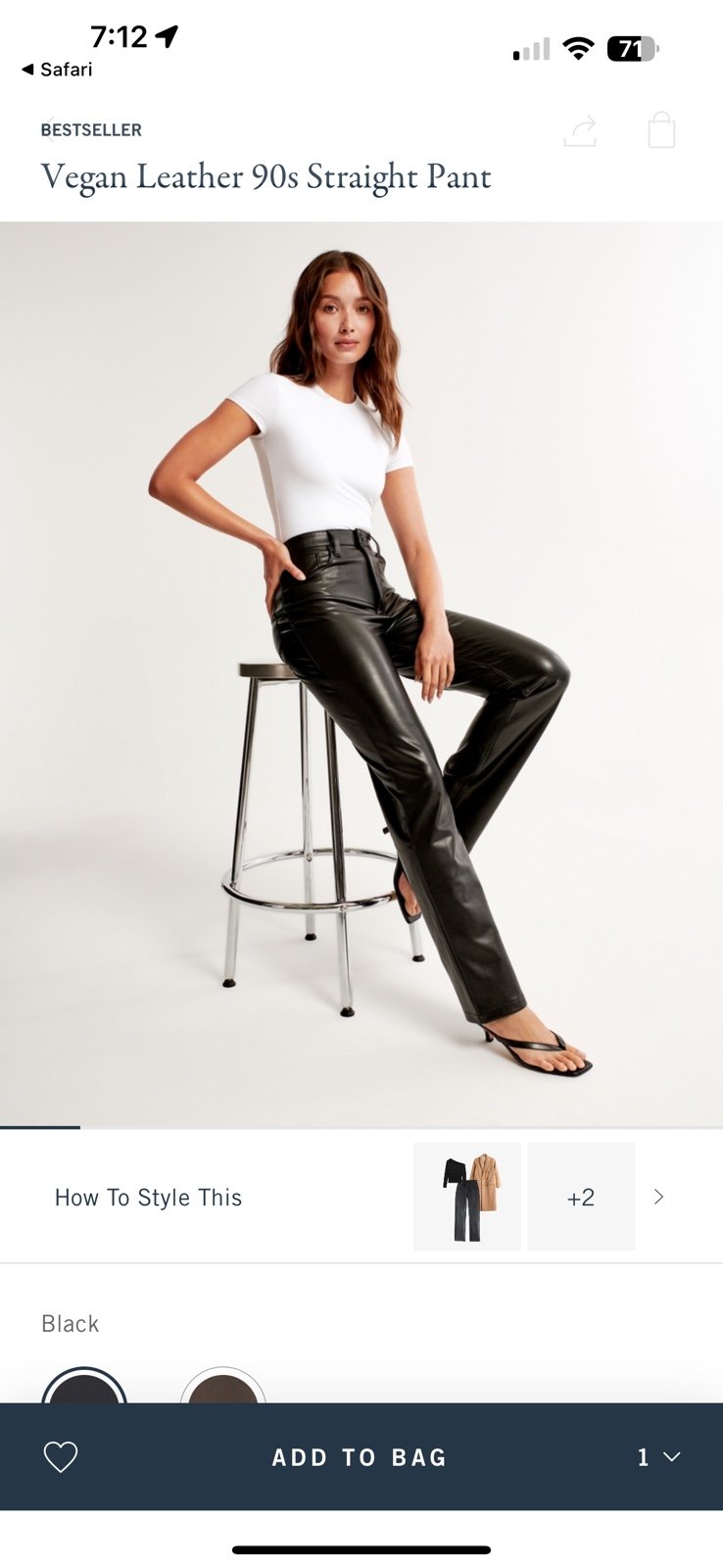 Abercrombie Fitch vegan leather 90s straight pants