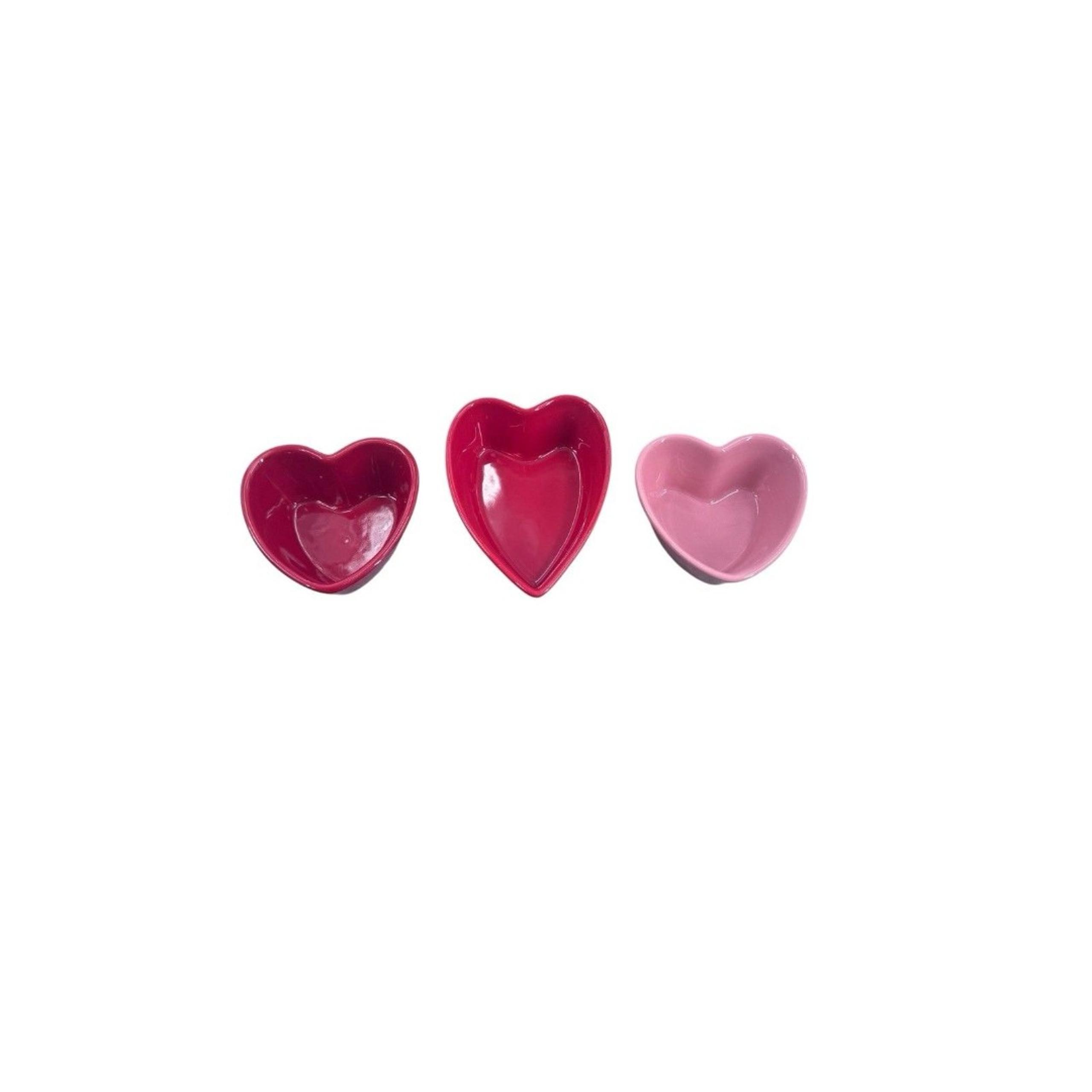 Chantal RED Heart Shaped 1 Cup Baking Dish - W/ 1 Pink & 1 Red 7oz Heart Dish
