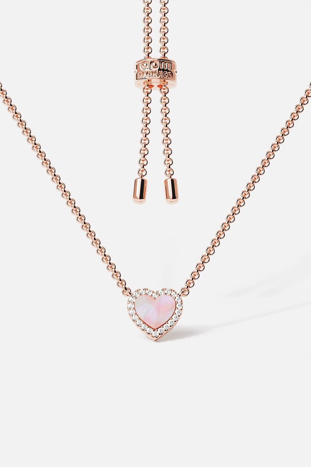 APM MONACO - PINK NACRE HEART ADJUSTABLE NECKLACE