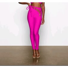 Skims Womens Chrome Fuschia Pink Leggings Lace Up Cutout Tie Bottoms Size S NWT