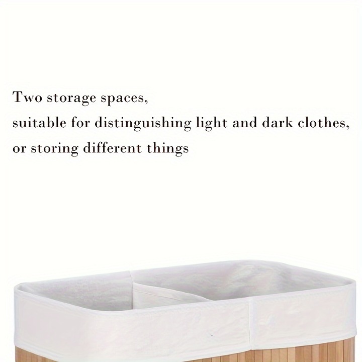 1pc Bamboo Laundry Basket With Lid, Foldable Storage Hamper With Removable gb