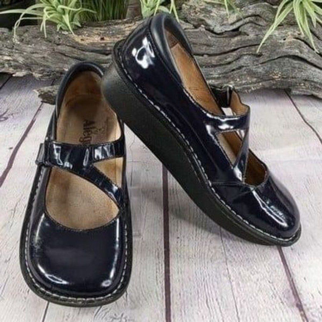 Alegria Dayna Day-103 Navy Patent Leather Nurse Clogs