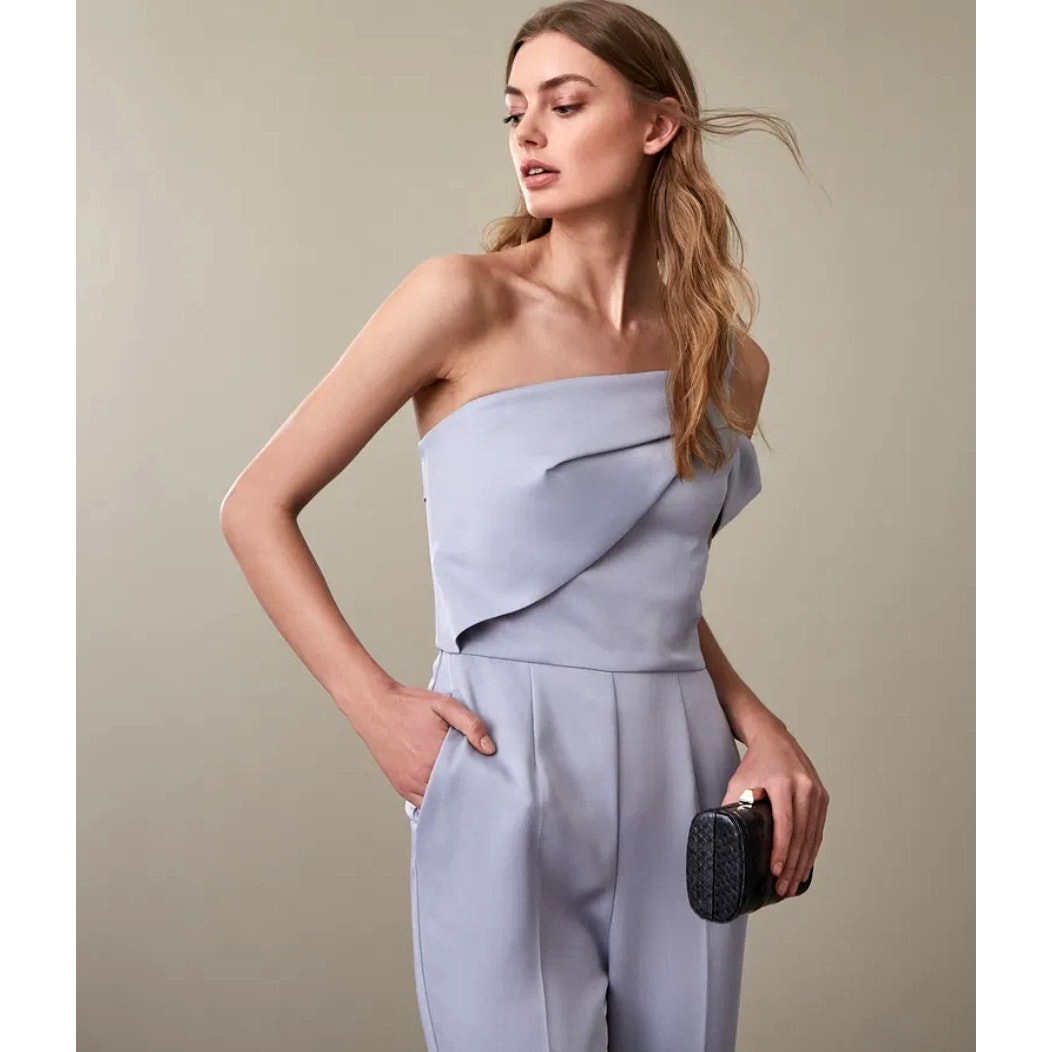REISS Mandi Silver Lake One-Shoulder Jumpsuit size 4 MSRP: 445