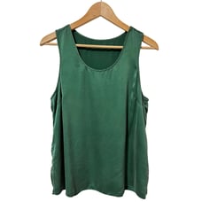 Lunya Washable Silk Tulip Back Tank Top Size M Green Sleep Loungewear Relax