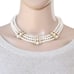 Vintage Faux Pearl Collar Necklace Wide Triple Strand Rhinestone Gold Plated