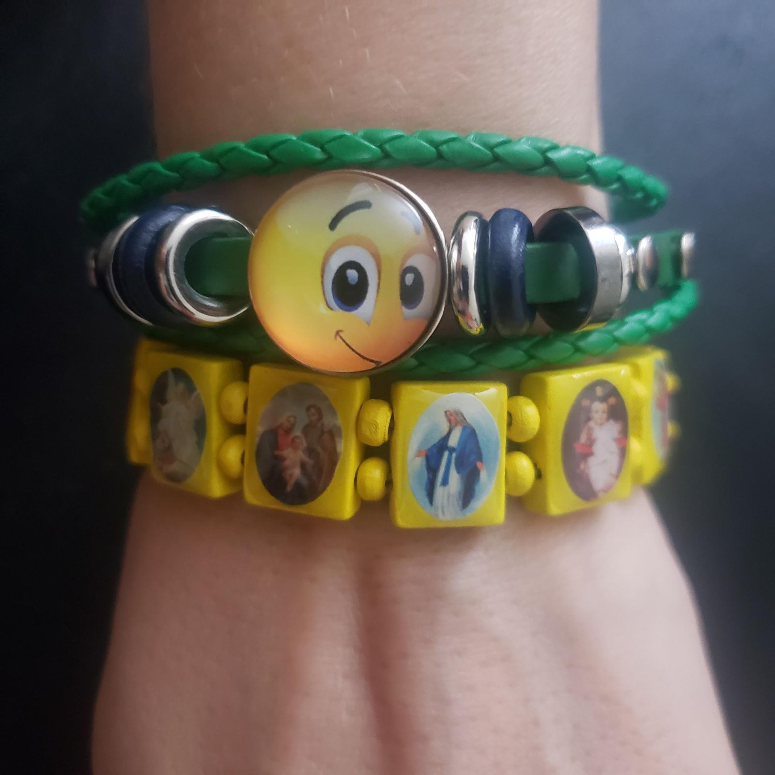 2 pc yellow green Religious bracelet set - Customized & Personalized