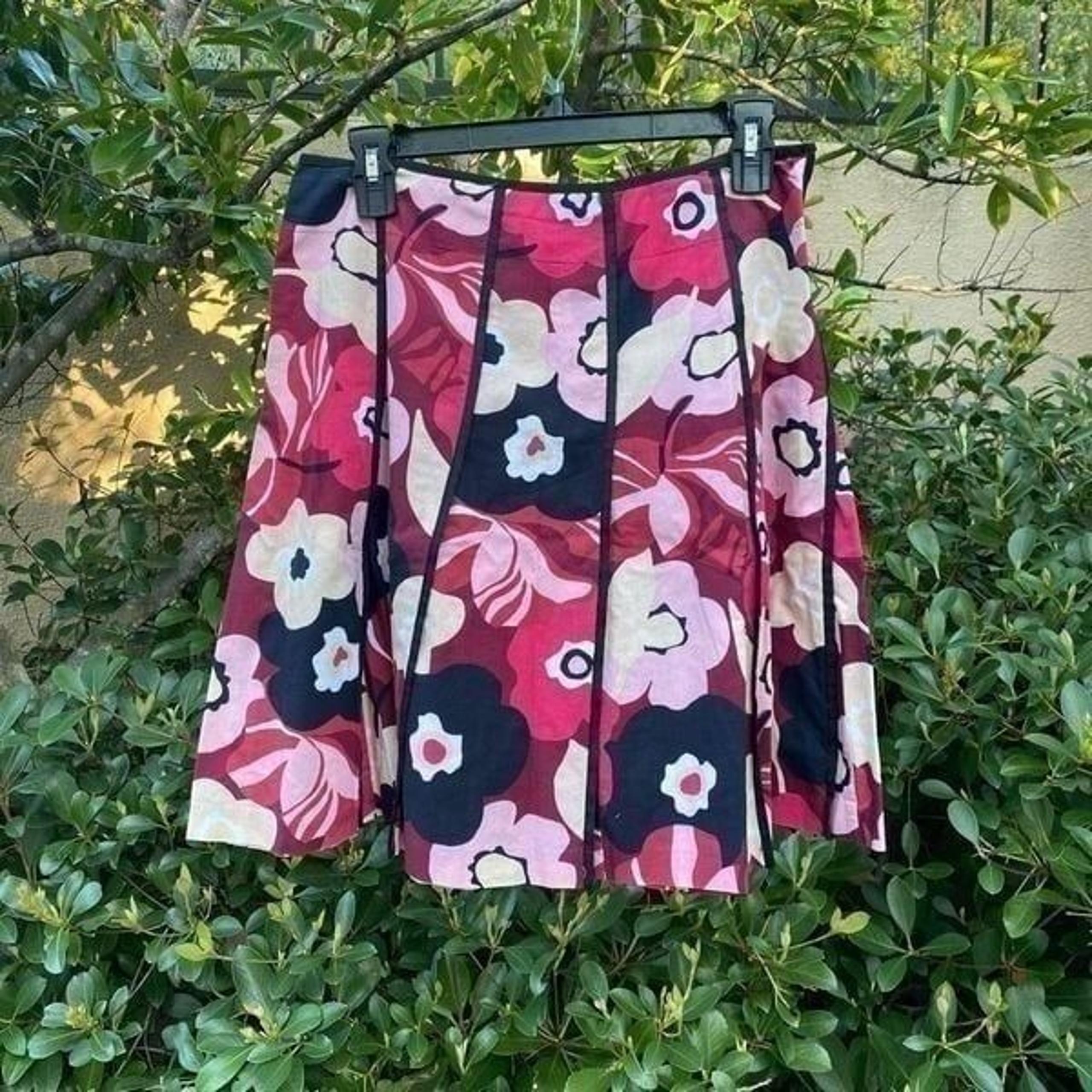 Nine West Women's Multicolor Floral Knee Length 100% Cotton A-Line Skirt Size 6