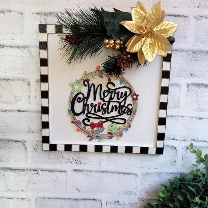 Checked Christmas Decor Sign Mackenzie Inspired Decor Chintz Christmas Ornament