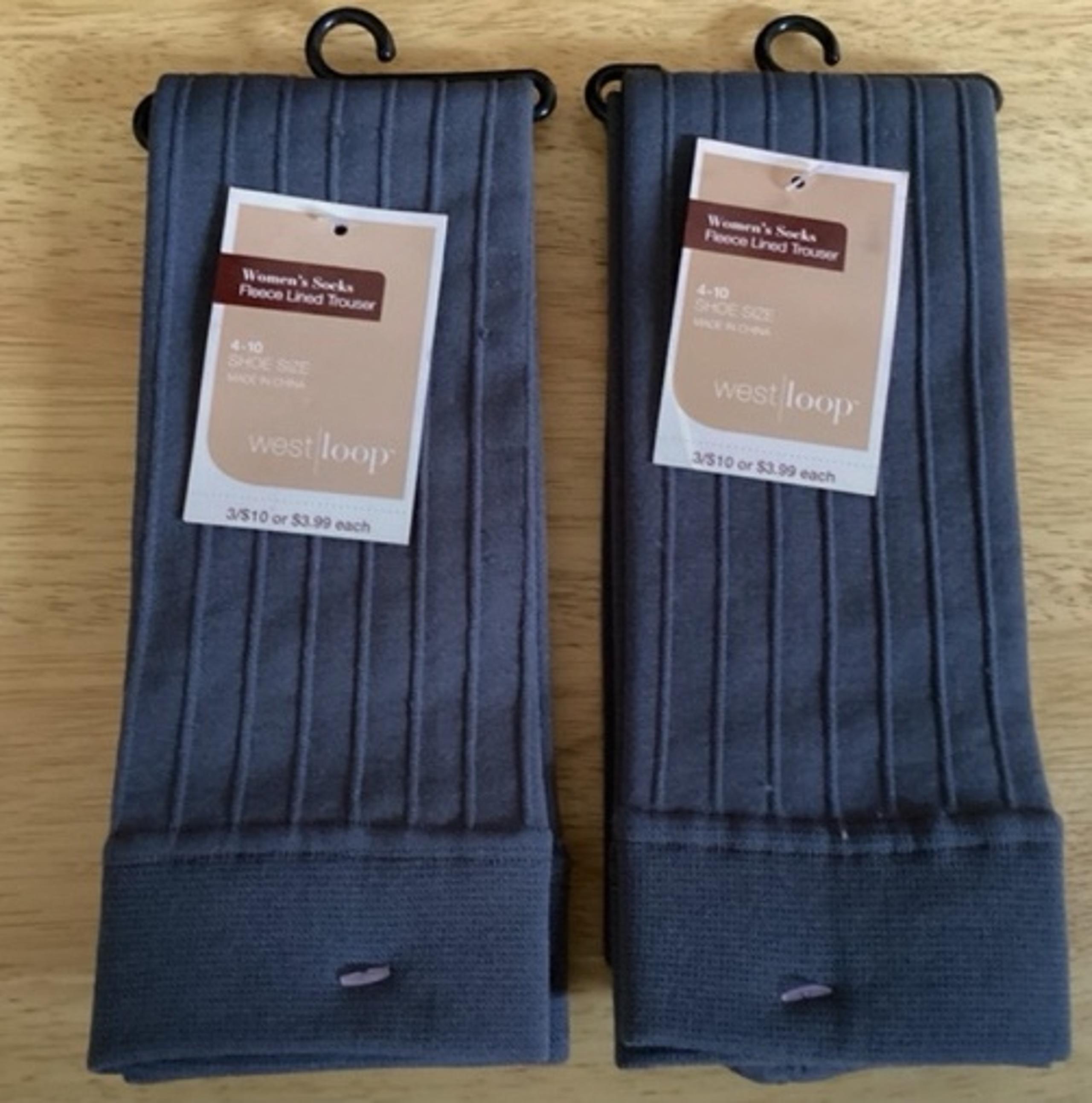 West Loop Women’s Socks Fleece Lined Trouser Socks NWT Shoe size 4-10 Gray/Black